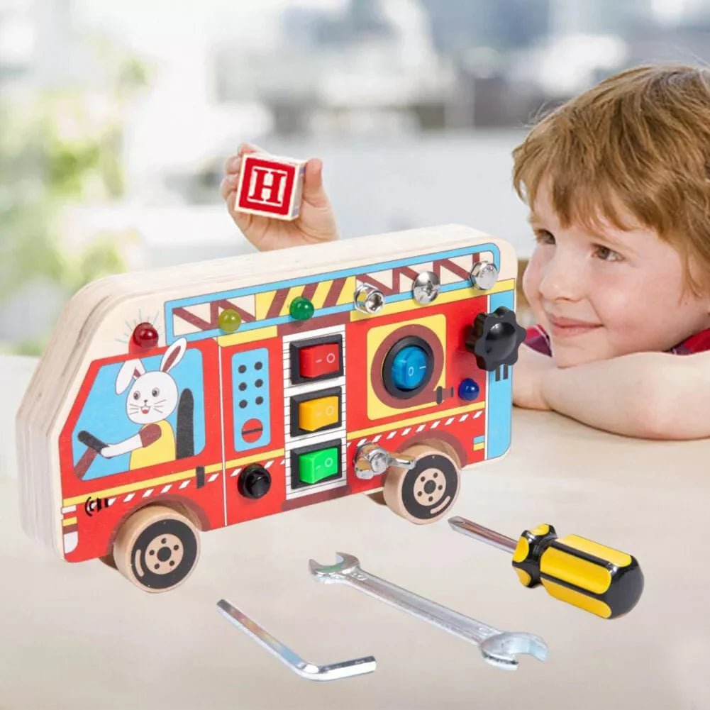 Tableau Montessori - BusyBoardCircuit™ - Autobus scolaire - Mon BB Spot